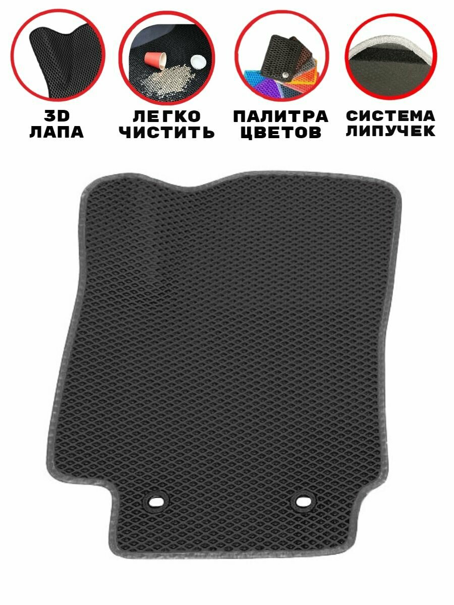 Коврик водителя EVA/ЭВА для KIA SPORTAGE IV, (Киа Спортейдж 4), 2015 2016 2017 2018 2019 2020 2021 г. в, с 3Д лапой, без разреза