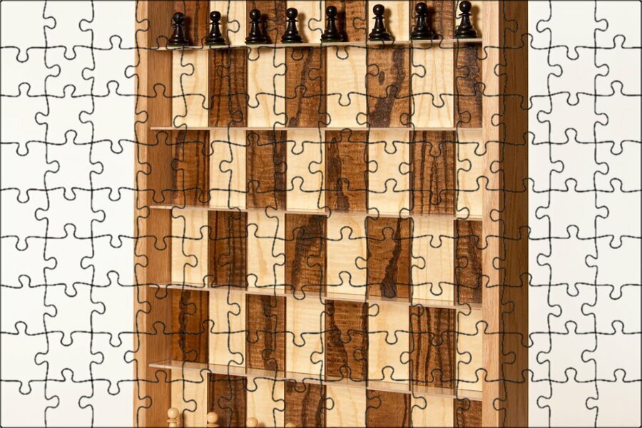 Магнитный пазл "Шахматы, вертикальные шахматы, шахматная доска" на холодильник 27 x 18 см.