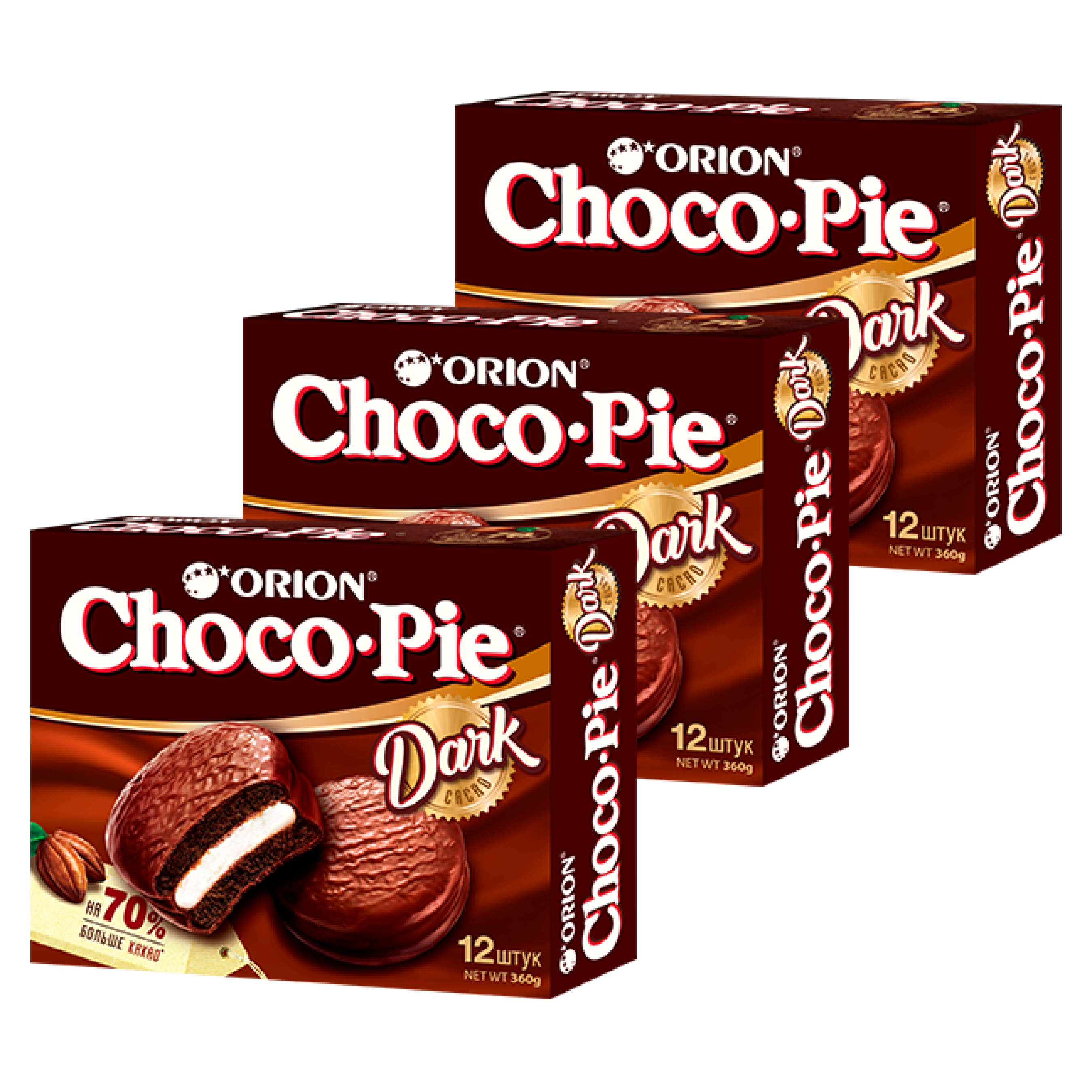 Печенье Orion Choco Pie Dark, 3 шт по 360 г - фотография № 3