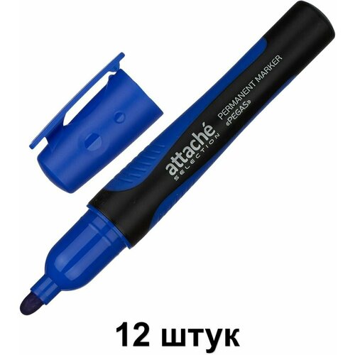 Attache Selection Маркер перманентный Pegas, синий, 2-5 мм, 12 шт