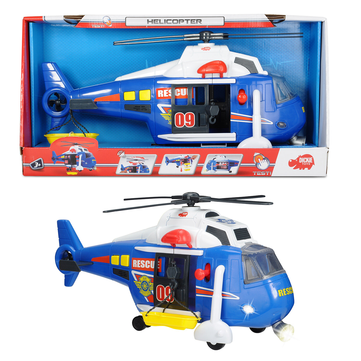 Вертолет Dickie Toys Спасательная служба с лебедкой, звуковыми и световыми эффектами, 32 см (3308356) - фото №14