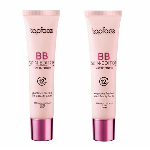 Topface Тональный крем BB Skin Editor Matte finish, тон 02 светло-бежевый, 2 шт topface тональный крем bb matte finish skin editor pt462 spf15 тон 003