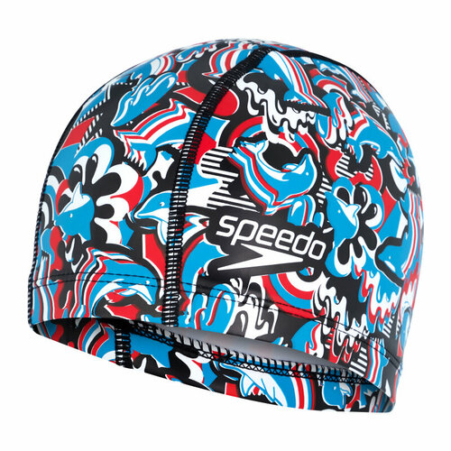 фото Шапочка для плавания детская speedo prnt pace cap ju white/red, черный/белый/красный