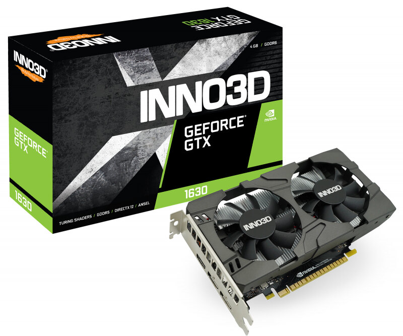 Видеокарта Inno3D GeForce GTX1630 COMPACT 4G GDDR6 64bit HDMI 2xDP N16301-04D6-1177VA19