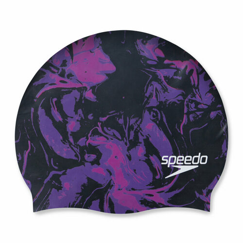 фото Шапочка для плавания speedo prt long hair cap au black/purple, черный/фиолетовый