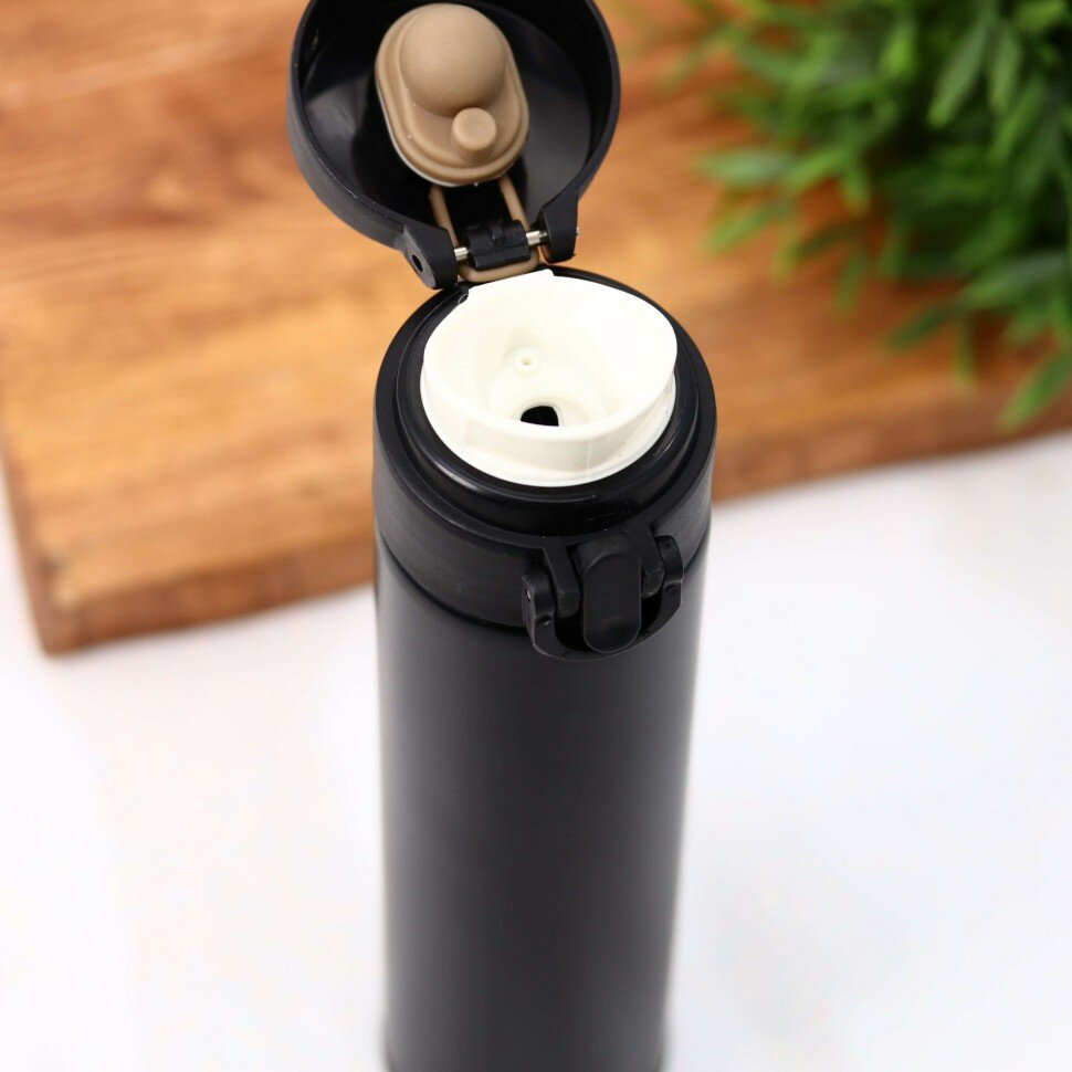 фото Термос из высококачественной нержавеющей стали, вакуумный, для автомобиля, удобен в использовании, цвет black, объем 400 мл