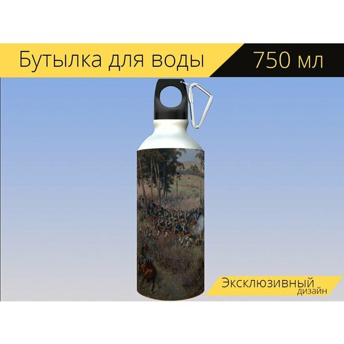 фото Бутылка фляга для воды "рацлавицкая панорама, изобразительное искусство, картина" 750 мл. с карабином и принтом lotsprints