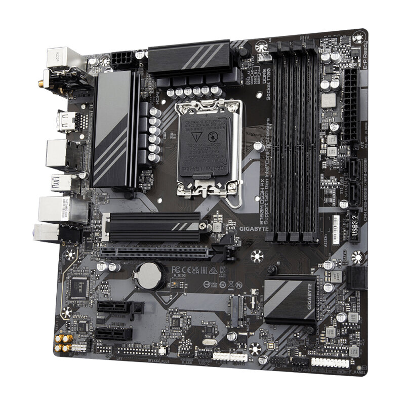 Материнская плата mATX GIGABYTE (LGA1700, B760, 4*DDR4 (5333), 4*SATA 6G RAID, 2*M.2, 3*PCIE, 2.5Glan, WiFi, BT, HDMI, DP, USB Type-C, 3 - фото №2