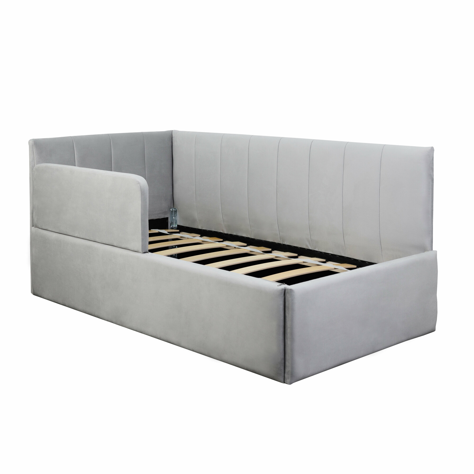 Кровать-диван Хагги 160*80 серая с защитным бортиком, без ящика для хранения