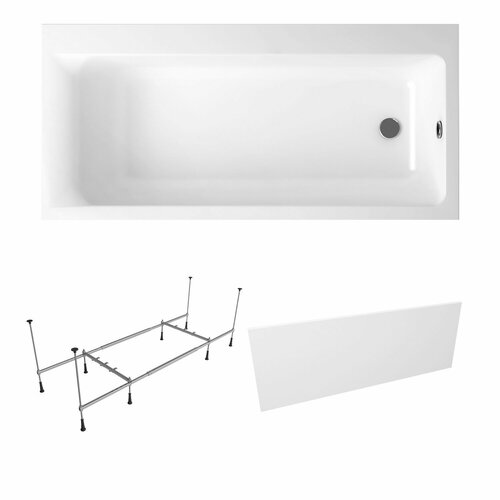 Акриловая ванна 160х80 см Lavinia Boho Catani набор 3 в 1 S2-3712160R: ассиметричная ванна (правый разворот), металлический каркас, лицевой экран