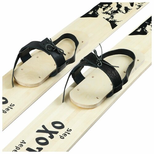 Крепления лыжные охотпромысловые с носковыми и пяточными ремнями накладка для охотничьих лыж деревянная 35 х 10 см