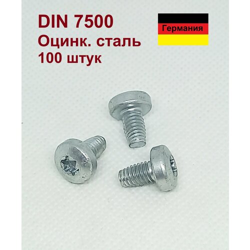 Винт DIN 7500 С М6х10, TX30, оц. ст, Германия. 100 шт.