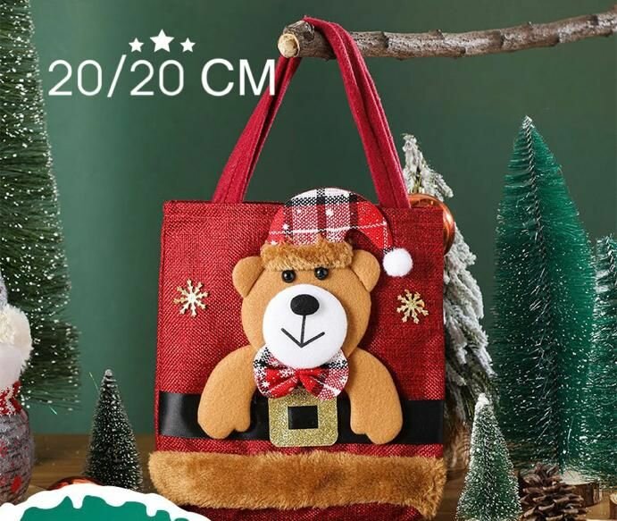 Мешок для новогоднего подарка подарочный мешочек пакет медведь