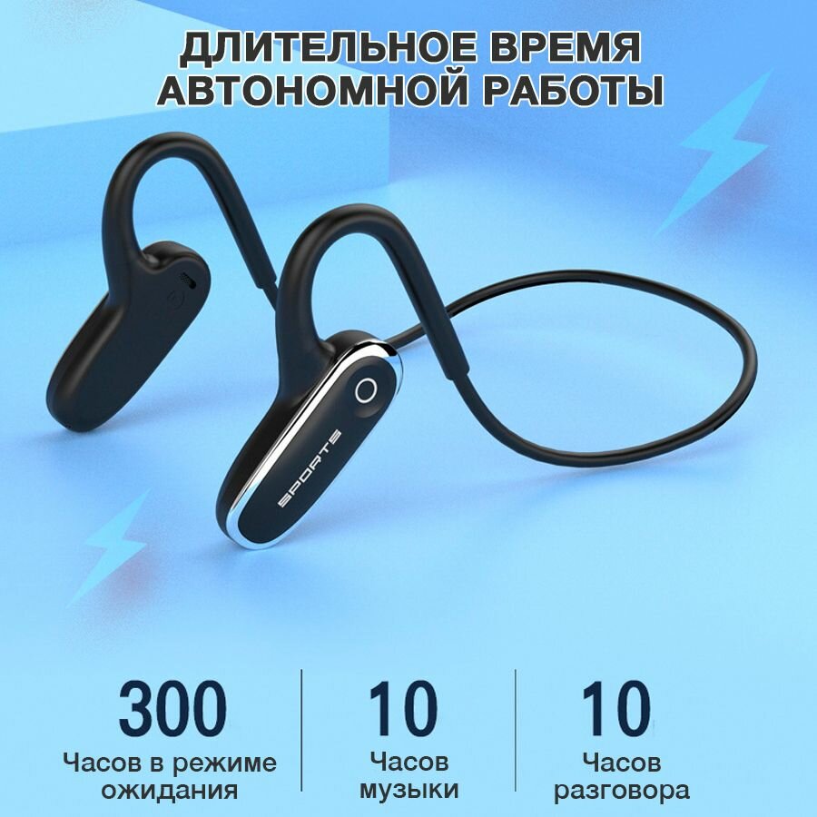 Беспроводные наушники с костной проводимостью / Bluetooth гарнитура для занятия спортом IPX5 — фото 2
