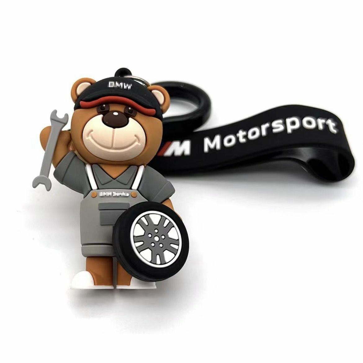 фото Oбъемный брелок автомобильный, брелок на ключи, сумку, рюкзак/ BMW/ Мишка с колесом/ БМВ/ Motosport