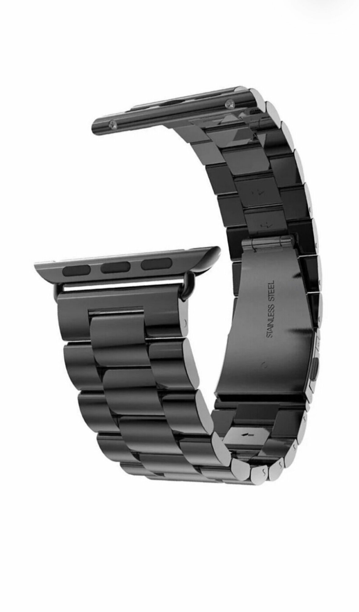 Ремешок металлический из нержавеющей стали для умныхарт часов Apple Watch 38 / 40 / 41 mm / браслет блочный для часов 1-7 SE Эппл Вотч / Черный