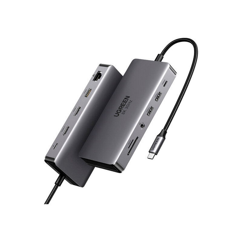 Хаб USB Ugreen CM681 Revodok 11-in-1 USB C Hub Dual HDMI Grey 15965