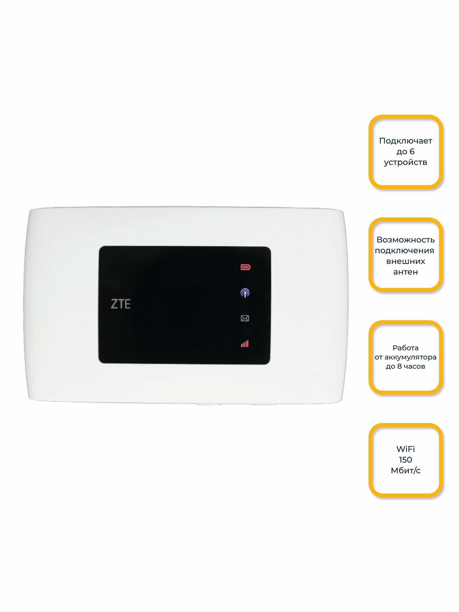 Мобильный WIFI роутер 4G LTE, MF920U, ZTE, белый