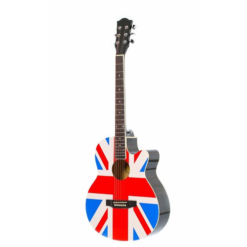 Акустическая гитара с рисунком Британского Флага, размер 40 дюймов Jordani E4040 UK Flag