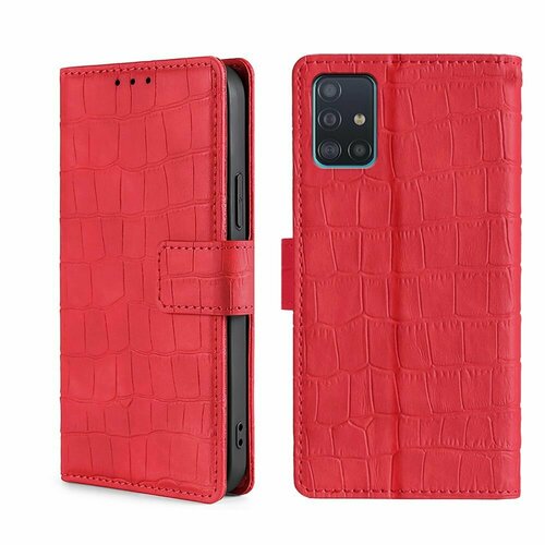 Чехол-книжка MyPads для Samsung Galaxy A51 (SM-A515F) / Самсунг А51 красный крокодиловая кожа узор из крокодиловой кожи силиконовый чехол узор из такс на samsung galaxy a51