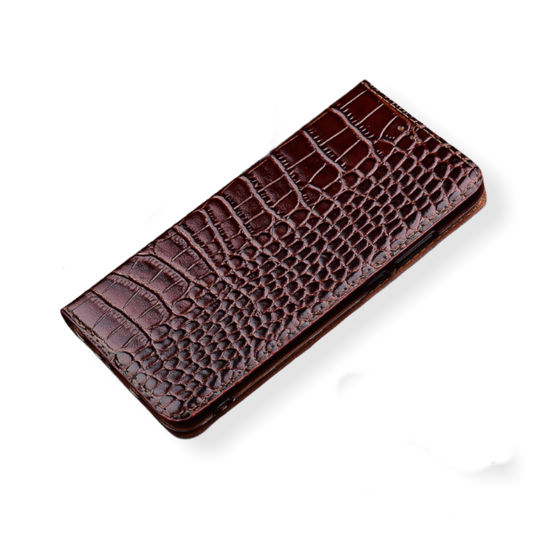 Чехол-книжка MyPads с фактурной прошивкой рельефа кожи крокодила и визитницей коричневый для iPhone 7 Plus + 5.5 / iPhone 8 Plus (Айфон 7/8 плюс)