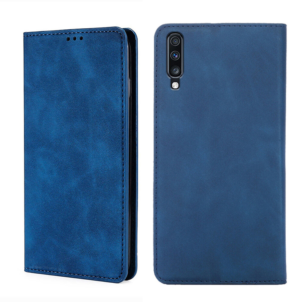 Чехол-книжка MyPads для Samsung Galaxy A70 (SM-A705F) / Самсунг А70 мягкое прикосновение (синий)