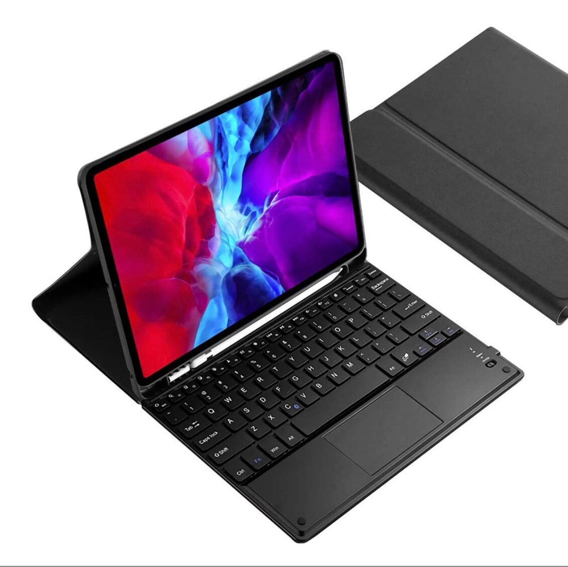 Чехол MyPads с русской клавиатурой для iPad Pro 12.9 (2018 /2020 / 2021 / 2022) черный, русские и английские буквы