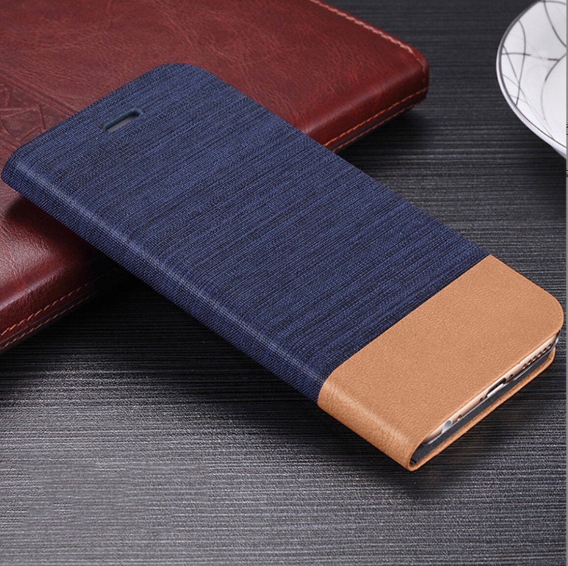 фото Чехол-книжка MyPads Vaqueros для Samsung Galaxy J1 mini SM-J105F/H / J1 Mini 2016 4.0 из водоотталкивающей ткани под джинсу с вставкой под кожу синий