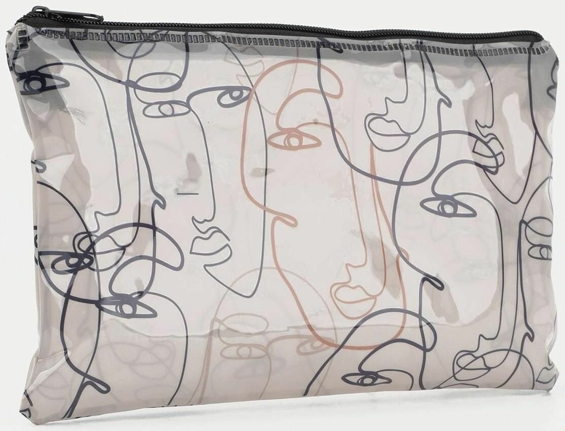 фото Косметичка-пенал на молнии, цвет прозрачный/серый