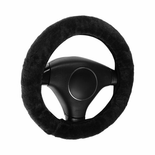 Оплетка на руль на резинке искусственный мех D 37-38 см серая размер M 1225₽