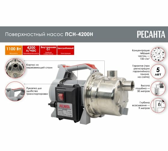 Садовый насос Ресанта ПСН-4200Н (77/4/1)