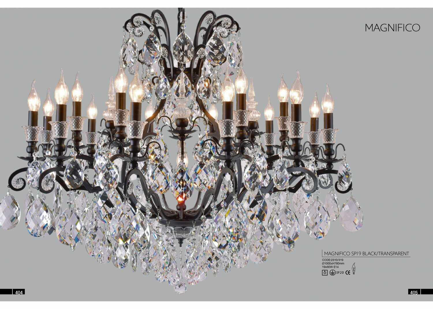 Люстры Crystal Lux MAGNIFICO SP19 BLACK/TRANSPARENT - фото №3