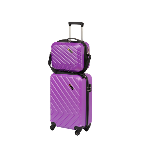 фото Комплект чемоданов sun voyage, 2 шт., пластик, размер s, фиолетовый