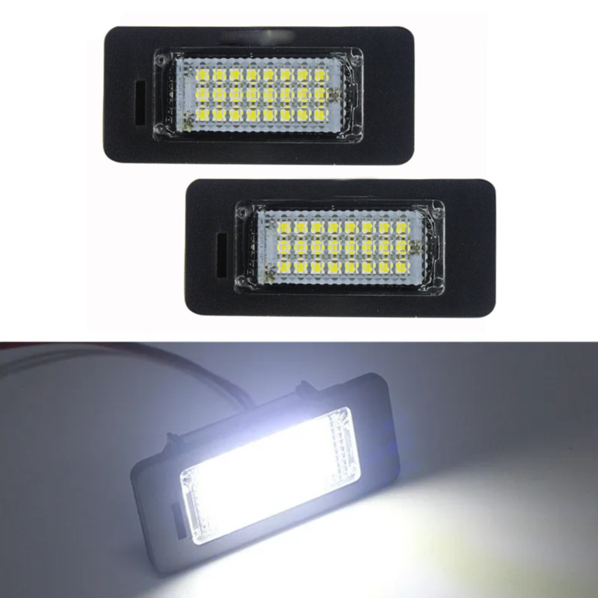 фото Светодиодная подсветка номера Run Energy для Audi A1 A4 A5 A6 A7 Q5 TT RS5 и VW Golf Jetta Passat Touareg Touran, Porsche Panamera 2010-up