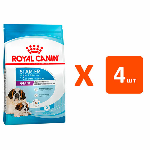 ROYAL CANIN GIANT STARTER для щенков крупных пород до 2 месяцев, беременных и кормящих сук (4 кг х 4 шт) корм для щенков малых пород 3нед 2мес беременных и кормящих сук mini starter 3 кг 4 шт