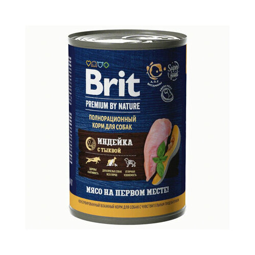 Brit Консервы Premium by Nature с индейкой и тыквой для взрослых собак всех пород с чувствительным пищеварением 5051106 0,41 кг 58340 (9 шт)
