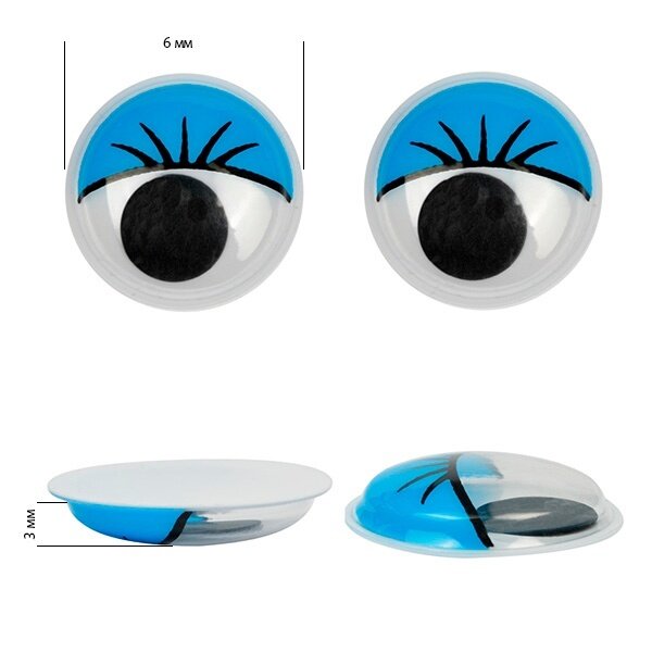 Глаза с ресницами Magic 4 Toys бегающие, 6 мм, синие, 200 шт (глаза. Б. К.6. синий)