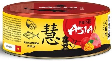 PRIME ASIA 85г Тунец с манго в желе, для кошек