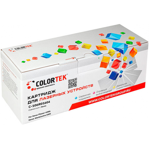 106R01604 Colortek совместимый черный тонер-картридж для Xerox Phaser 6500/ WorkCentre 6505 (3 000ст 106r01601 colortek совместимый голубой тонер картридж для xerox phaser 6500 workcentre 6505 2 500с