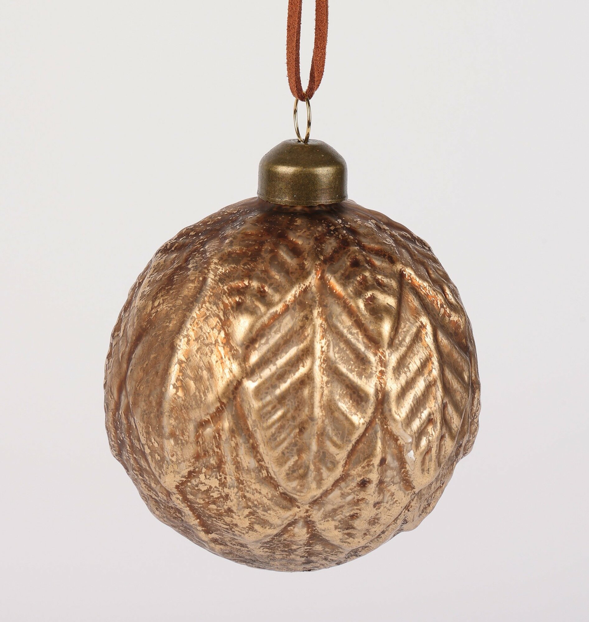 Новогодняя декорация Шар на елку стеклянный 8 см 1 шт бронза