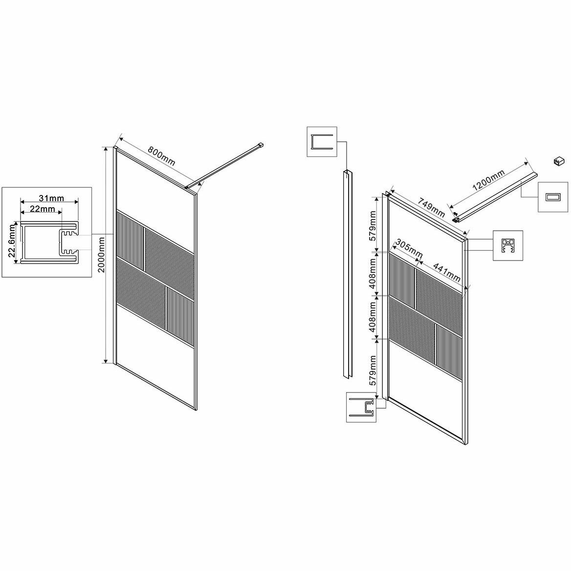 Душевая перегородка Vincea Walk-In 200х80 VSW-1HC800CFBG - фото №2