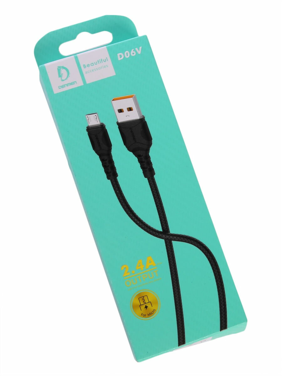 Кабель USB-Micro для быстрой зарядки Denmen D06V 1 м черный