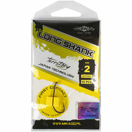 фото Микадо крючки карповые mikado territory long shank № 8 с тефлоновым покрытием ()