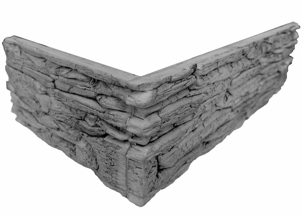 фото Угловой Элемент Русский Камень 1 м. п. из Гипса Сланец Тонкослойный Артикул 04.00. У Белая Скала.