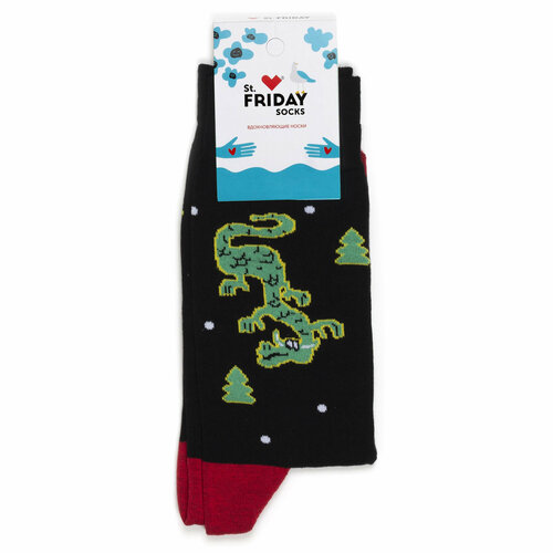 Носки St. Friday Новогодние носки, размер 38-41, черный, зеленый, красный носки st friday socks тебе нужно это проработать 42 46