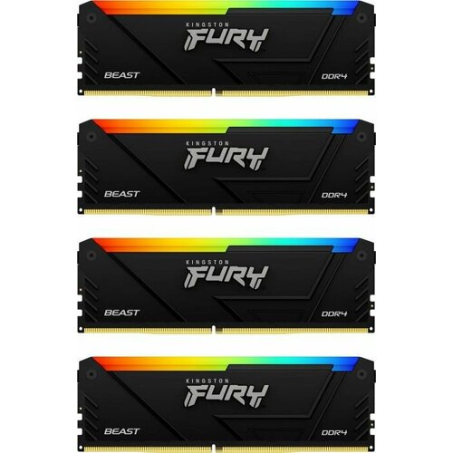 Оперативная память KINGSTON FURY Beast RGB DIMM DDR4 64GB Kit of 4 3200 MHz KF432C16BB12AK464 21590₽