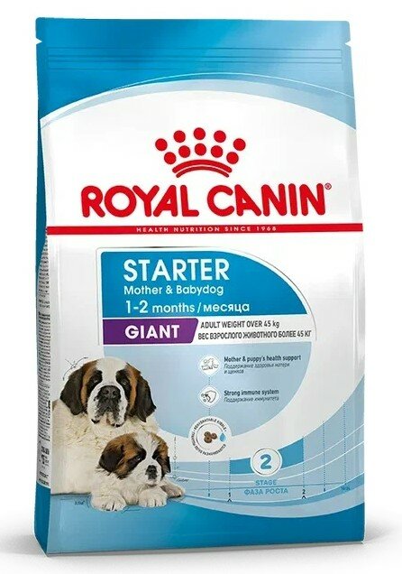 Royal Canin Giant Starter для щенков до 2 месяцев, беременных и кормящих сук гигантских пород Курица, 4 кг.