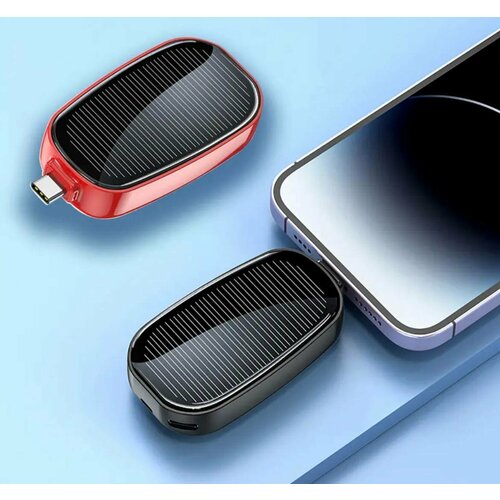 Портативный внешний аккумулятор на солнечной батарееМини брелок зарядного устройства для телефонаМини повербанк черный цвет 89000₽