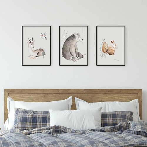 Постеры на стену "Сказочные животные", постеры интерьерные 30х40 см, 3 шт.