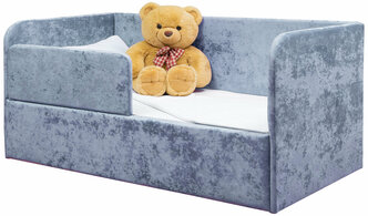 Кровать-диван Непоседа 200*90 голубая , с защитным бортиком, универсальный угол сборки